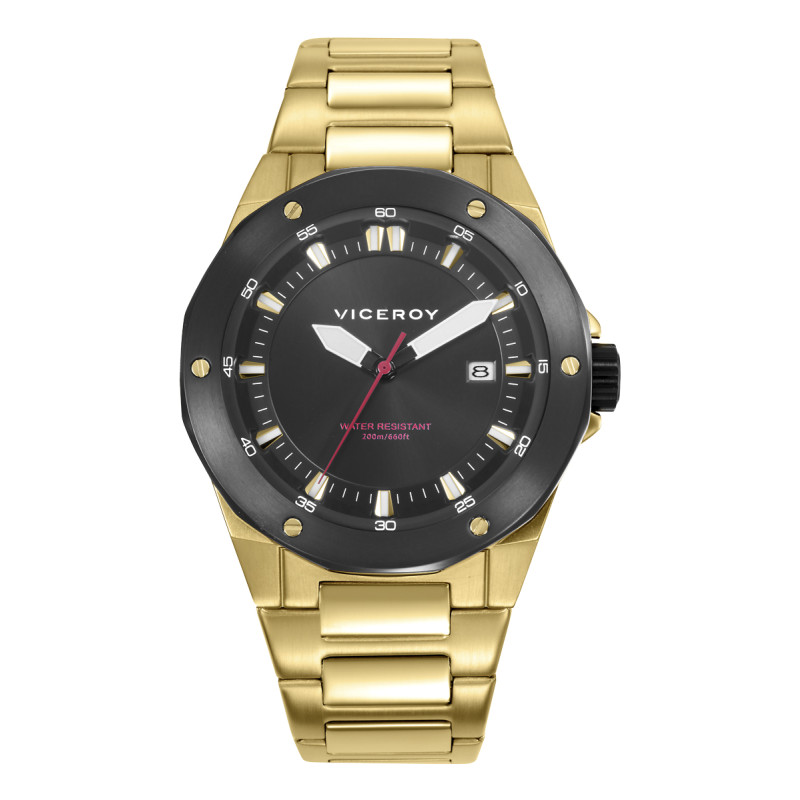 Reloj Viceroy Hombre Heat 16851-57 Acero IP Dorado y Negro 200M