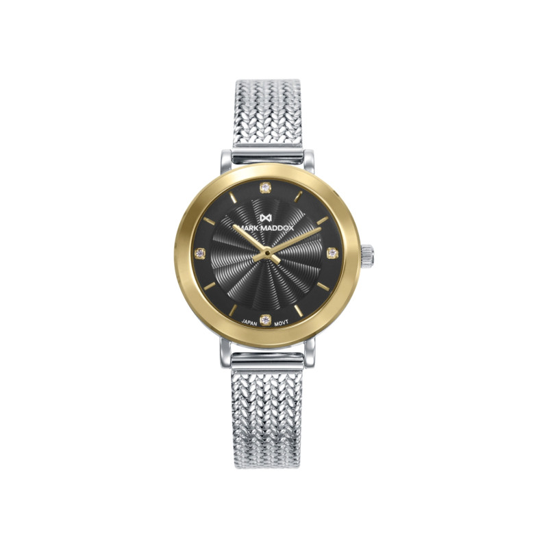 Reloj Mark Maddox Mujer Acero MM1034-57 Alfama 50M Bisel Dorado Esfera Negra
