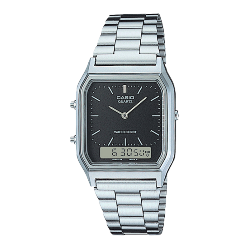 Reloj Casio Vintage Unisex AQ-230A-1DMQYES Analógico Digital Esfera Negra Acero