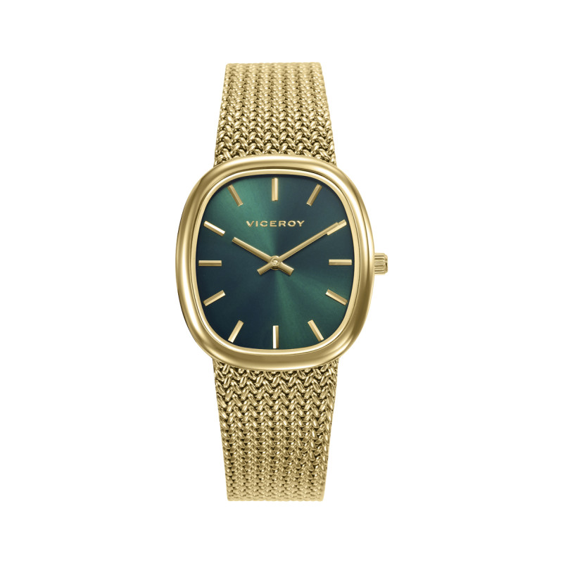 Reloj Viceroy Mujer Acero IP Dorado Esfera Verde 31 mm – Elegante Cuadrado Cuarzo