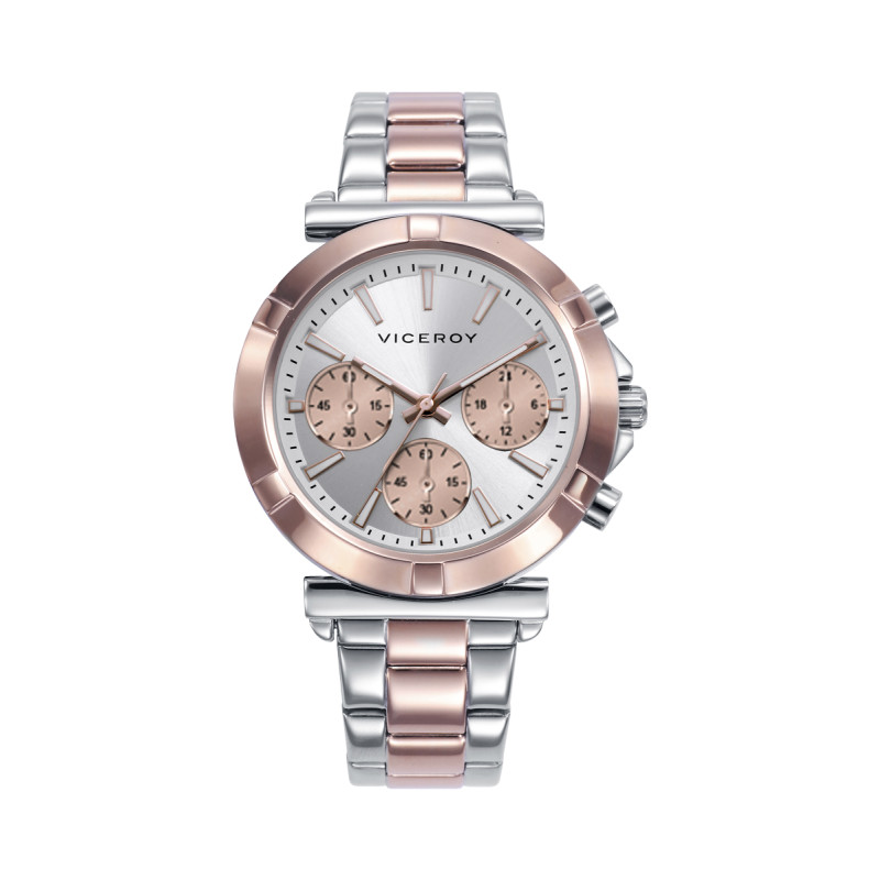 Reloj Viceroy Mujer Acero Bicolor IP Rosa Esfera Bicolor 38 mm – Deportivo Cuarzo Cronógrafo 5 ATM