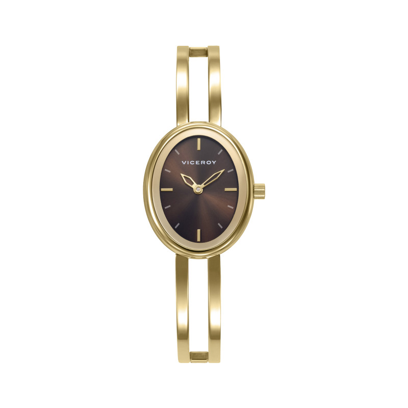 Reloj Viceroy Mujer Acero IP Dorado Esfera Marrón 24 mm – Elegante Ovalado Cuarzo