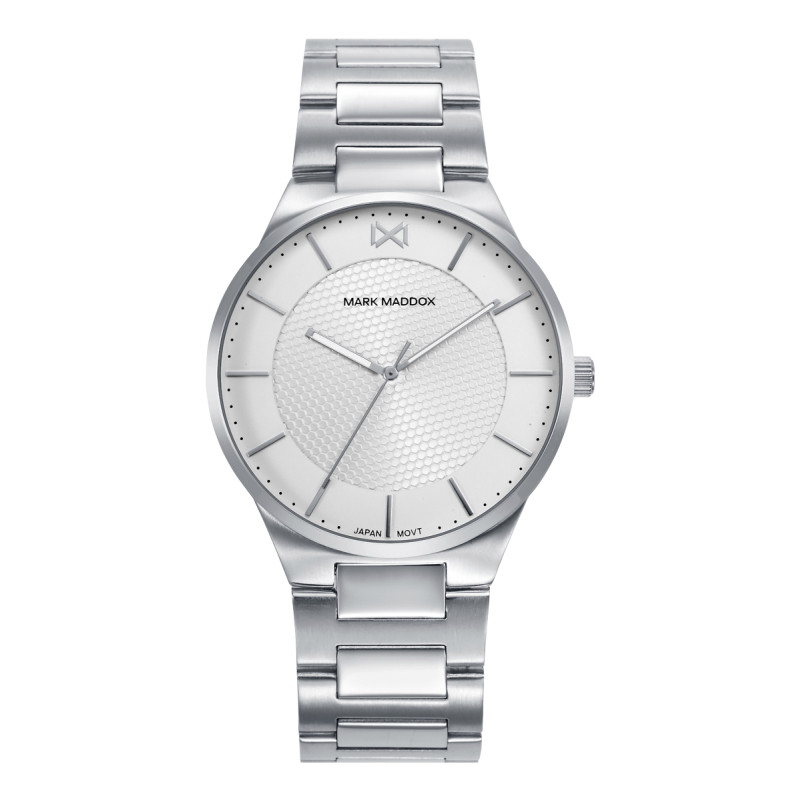 Reloj Mark Maddox Hombre Acero HM1028-07 con Esfera Blanca, Brazalete Metálico y Movimiento de Cuarzo