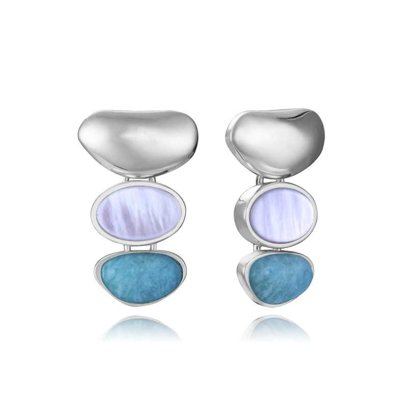 Pendientes Viceroy Mujer Acero 14349E01000 Chapado Plata con Piedra Natural Amazonita 3 cm