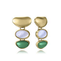 Pendientes Viceroy Mujer Acero IP Dorado y Ágata Verde 14348E01019 – Piedra Natural