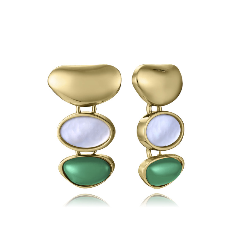 Pendientes Viceroy Mujer Acero IP Dorado y Ágata Verde 14348E01019 – Piedra Natural