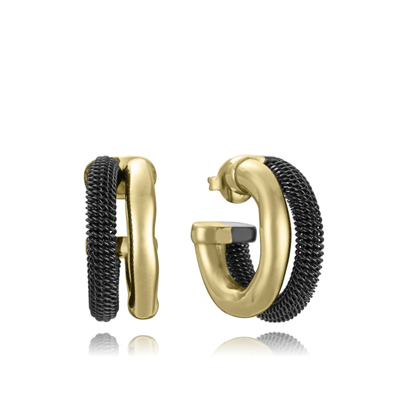 Pendientes Viceroy Mujer Acero IP Dorado y Negro 14347E01020 – Diseño Bicolor