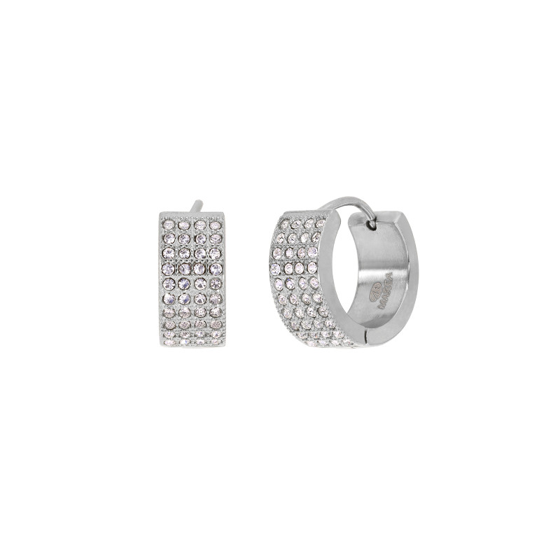 Pendientes Marea Mujer Aro Rectangular con Circonitas Acero 6x14,5 mm – Modelo C03101/AC