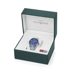 Reloj Sandoz Diver Hombre Acero y Cerámica Esfera Azul 42 mm – Cuarzo Swiss Made
