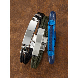 Pulsera Marea Hombre Acero y Piel Azul C00103/457