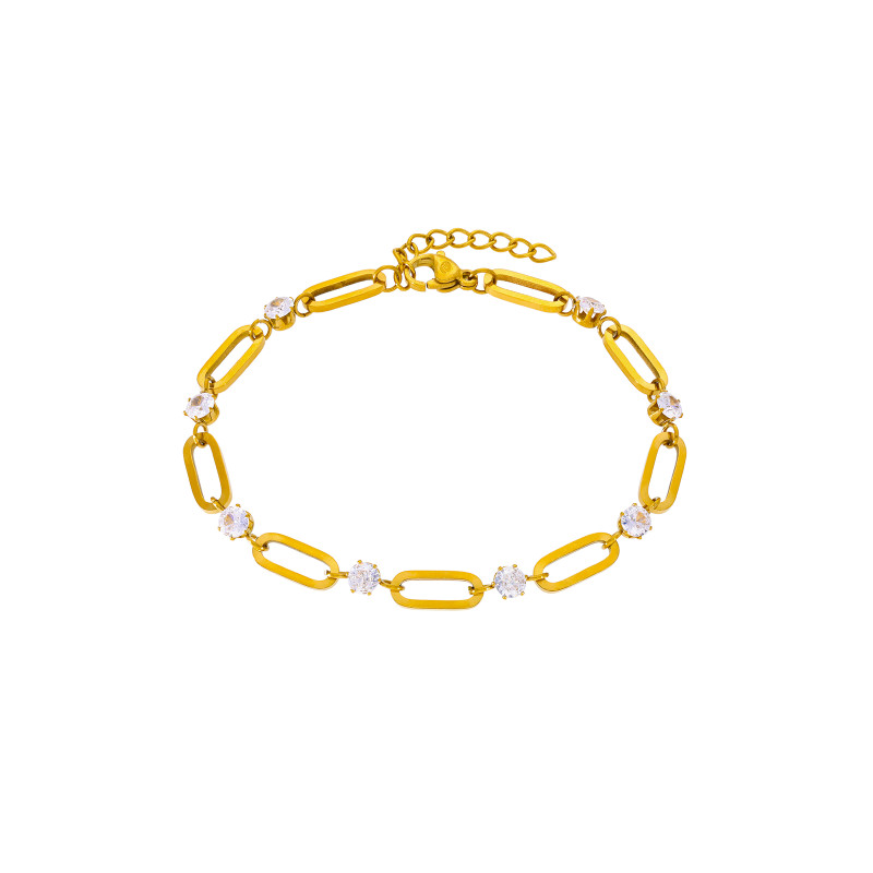 Pulsera Marea Mujer Eslabones con Circonitas Dorada C03103/AD