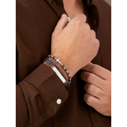 Pulsera Marea Hombre Acero Negra Mate con Cruz 18+3 cm C00103/420