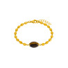 Pulsera Marea Mujer Bolas Ojo de Tigre Dorada Acero 17,5 cm C02703/BK