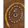 Pulsera Marea Mujer Bolas Ojo de Tigre Dorada Acero 17,5 cm C02703/BK