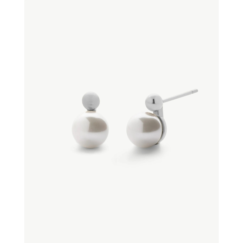 Pendientes Majorica Acero con Perla Blanca 8 mm Colección Aura 18146.01.A.E00.906.1