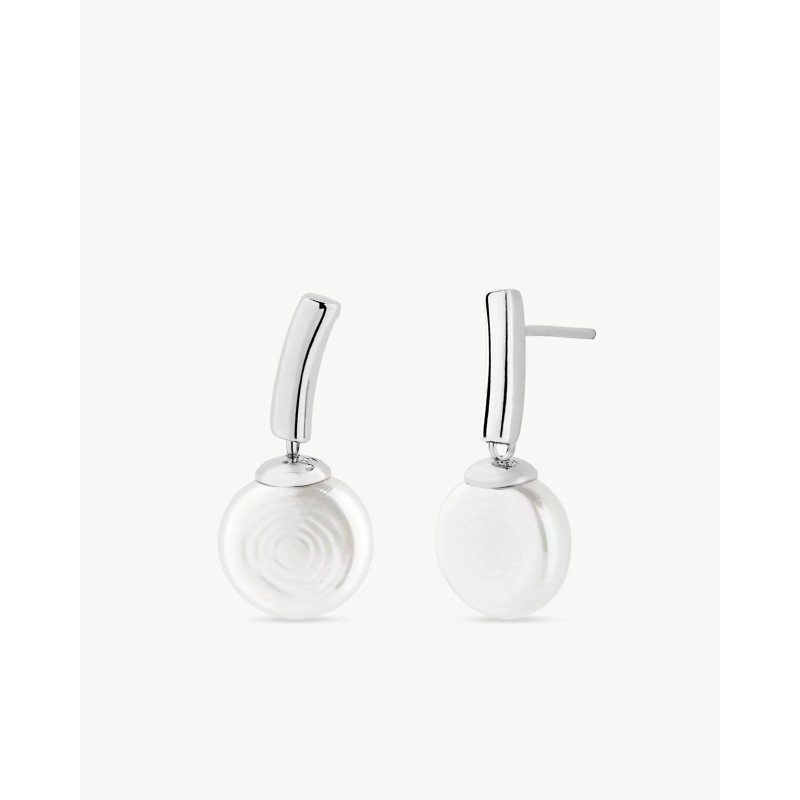 Pendientes Majorica Plata Perla Plana 10 mm Espiga 09286.01.2.E00