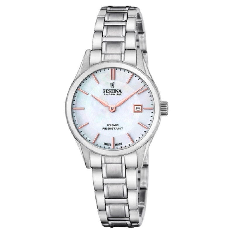 Reloj Festina Mujer F20068/2 Swiss Made Nácar Acero Inoxidable