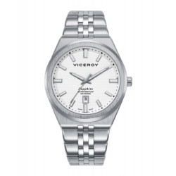 Reloj Viceroy Hombre 45115-07 Swiss Made Acero Esfera Blanca Zafiro 100M