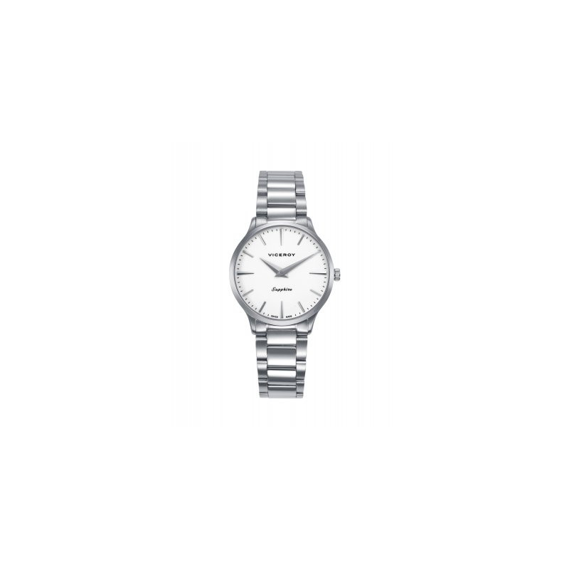 Reloj Viceroy Mujer 45118-07 Swiss Made Acero Esfera Blanca Zafiro 50M