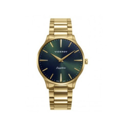 Reloj Viceroy Hombre 45119-67 Swiss Made Acero Dorado Esfera Verde Zafiro 50M