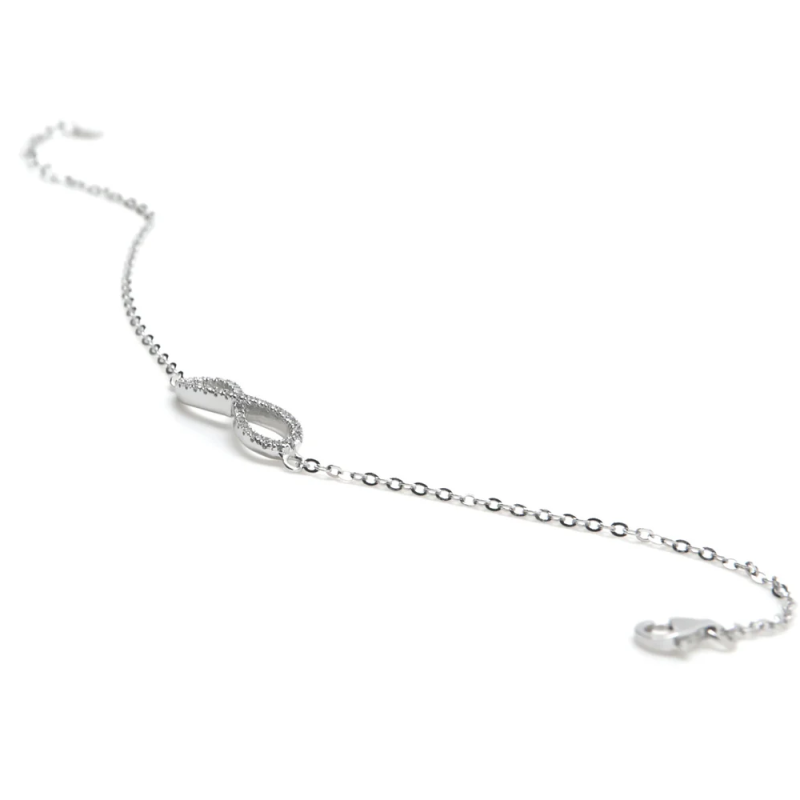 Pulsera Plata Infinito Circonitas Blancas Brillo Mujer Joven