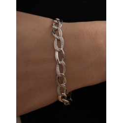 Pulsera Plata Circonitas Eslabones Talla Grande 21cm Mujer Hombre Brillo