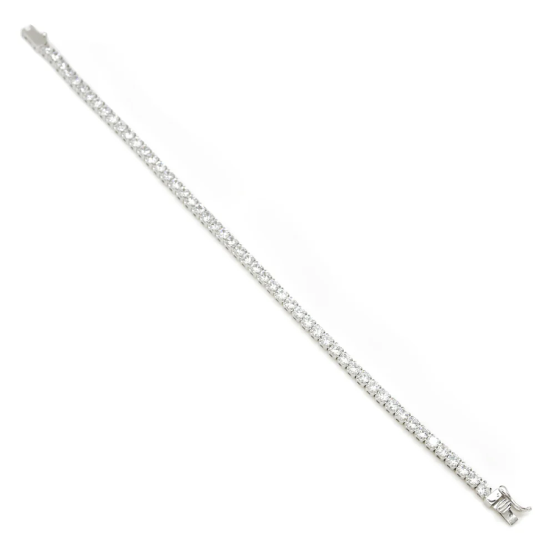 Pulsera Rivière de Plata 925 con Circonitas Talla Radiante | Elegante y Brillante para Mujer y Novia | Largo 17 cm