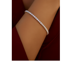 Pulsera Rivière de Plata 925 con Circonitas Talla Radiante | Elegante y Brillante para Mujer y Novia | Largo 17 cm