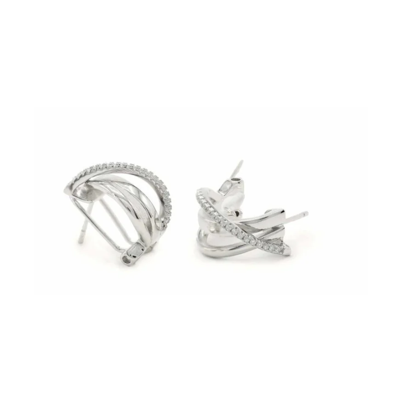Pendientes Plata Circonitas Mujer Cierre Omega