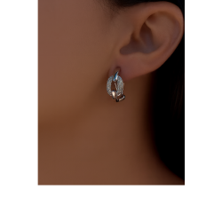 Pendientes de Plata Lineargent con Cierre Omega y Eslabones con Circonitas para Mujer – Ref. 18526-A