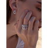 Anillo de Mujer en Plata 925 Grande con Cuatro Bandas y Eslabones con Circonitas – Lineargent Ref. 18526-R (Talla 16)