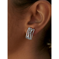 Pendientes de Plata 925 con Circonitas Blancas para Mujer – Diseño Entrelazado y Cierre Omega | Lineargent 11610-A