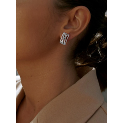Pendientes de Plata 925 con Circonitas Blancas para Mujer – Diseño Entrelazado y Cierre Omega | Lineargent 11610-A