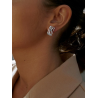 Pendientes de Plata 925 con Circonitas Blancas para Mujer – Diseño Entrelazado y Cierre Omega | Lineargent 11610-A