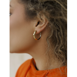 Aros de Plata Bicolor para Mujer en Dorado y Plateado – 25mm, Diseño Doble Color Lineargent 20216-G-A