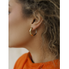 Aros de Plata Bicolor para Mujer en Dorado y Plateado – 25mm, Diseño Doble Color Lineargent 20216-G-A