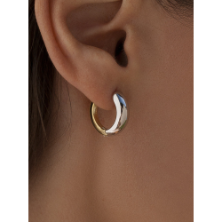Aros de Plata Bicolor para Mujer en Plateado y Dorado – 18mm, Diseño Doble Color Lineargent 20215-W-A