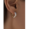 Aros de Plata Bicolor para Mujer en Plateado y Dorado – 18mm, Diseño Doble Color Lineargent 20215-W-A