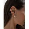 Aros de Plata Bicolor para Mujer en Plateado y Dorado – 18mm, Diseño Doble Color Lineargent 20215-W-A