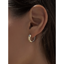 Aros de Plata Bicolor para Mujer en Dorado y Plateado – 18mm, Diseño Doble Color Lineargent 20215-G-A