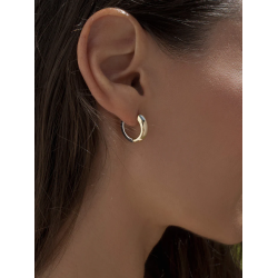 Aros de Plata Bicolor para Mujer en Dorado y Plateado – 18mm, Diseño Doble Color Lineargent 20215-G-A
