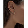 Aros de Plata Bicolor para Mujer en Dorado y Plateado – 18mm, Diseño Doble Color Lineargent 20215-G-A