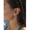 Pendientes Plata 925 Lineargent 20024-A con Diseño Floral y Circonitas – Flor entre Círculos con Circonita Azul Oval