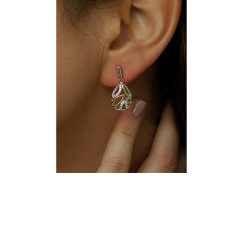 Pendientes Largos Pequeños de Plata 925 Bicolor con Circonitas – Baño de Oro, 2 cm – Lineargent 20166-A
