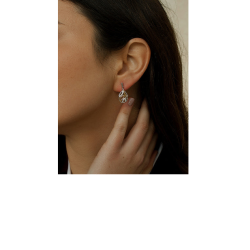 Pendientes Largos Pequeños de Plata 925 Bicolor con Circonitas – Baño de Oro, 2 cm – Lineargent 20166-A