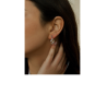 Pendientes Largos Pequeños de Plata 925 Bicolor con Circonitas – Baño de Oro, 2 cm – Lineargent 20166-A