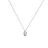 Colgante de Plata Bicolor con Baño de Oro y Banda Ondulada con Circonitas + Cadena (38 + 5 cm)