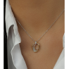 Colgante de Plata Bicolor con Baño de Oro y Banda Ondulada con Circonitas + Cadena (38 + 5 cm)