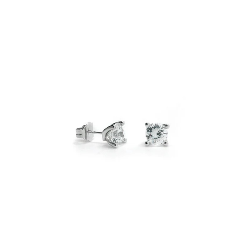 Pendientes de Plata con Circonita de 7 mm y Diseño de Cuatro Garras – Unisex - Lineargent 12558-A