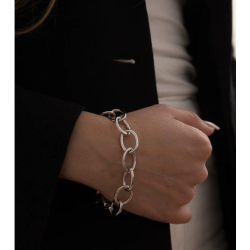 Pulsera de plata 925 de eslabones ovalados grandes para mujer- Lineargent 15202-P